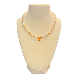 Vintage Freshwater Pearl & Austrian Crystal Necklace with Crystal Drop JB1